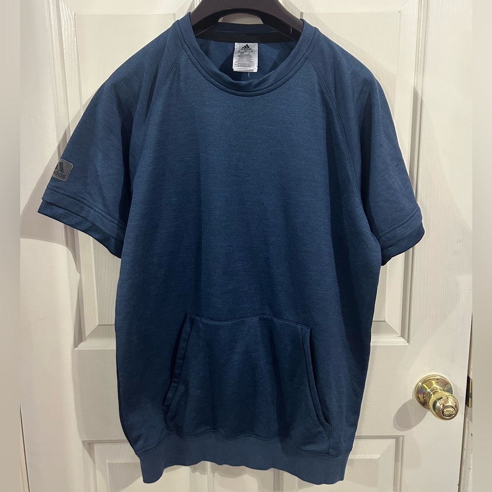 Adidas Men’s Medium Short Sleeve Pullover Kangaroo Pocket Sweatshirt